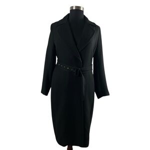 H&M Elegant Buckle Belt Trench Coat In Black Plus Size